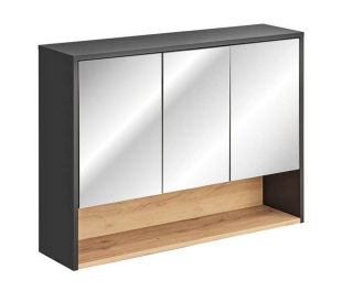 Skrinka so zrkadlom, 100cm, sivá, dub artisan, BORNEO COSMOS 845