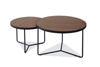 Set konferenčných stolíkov, 80x80cm, orech, čierna, Signal, ITALIA II