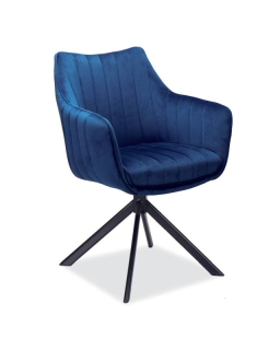 Jedálenská stolička, modrá látka, nohy kov čierny, Signal, AZALIA VELVET