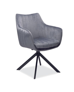 Jedálenská stolička, sivá látka, nohy kov čierny, Signal, AZALIA VELVET