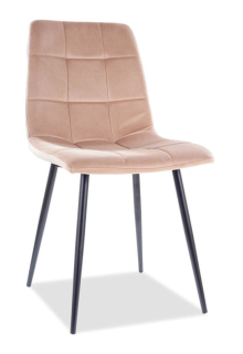 Jedálenská stolička, béžová látka, nohy kov čierny, Signal, MILA VELVET
