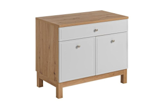 Skrinka do kúpeľne, 90cm, dub artisan, biela, SAMOA 852