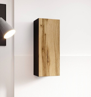 Závesná skrinka, 35cm, čierna, dub wotan, VIGO 90 PLNA