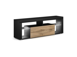 Tv stolík, 140cm, čierny, dub wotan, Signal, BORN