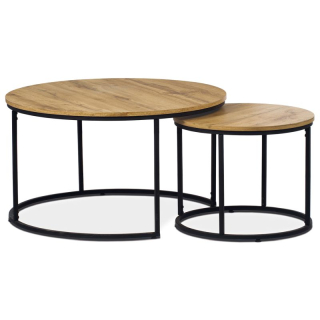 Set 2ks stolíkov 80x80 cm, MDF Divoký dub, AF-3002 OAK