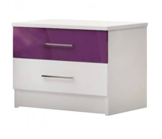Nočný stolík, 54cm, biely, fialový lesk, DUBAJ
