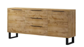 Komoda, 201cm, kombinovaná, čierna, dub wotan, HELVETIA HALLE 25