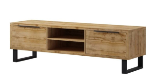 Televízny stolík, 180cm, čierny, dub wotan, HELVETIA HALLE 40