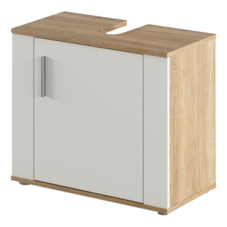 Skrinka pod umývadlo, 69cm, dub sonoma, biela, LESSY NEW 02