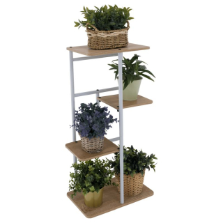 Stojan na kvety, kov biely, DTD dub sonoma, LEDOR TYP 1