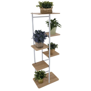 Stojan na kvety, kov biely, DTD dub sonoma, LEDOR TYP 2