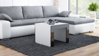Konferenčný stolík, 60x60cm, biely mat, čierny vysoký lesk, Cama TESS 60 