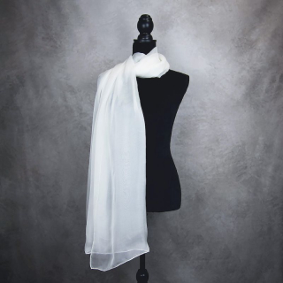 Luxusný hodvábny šál BIELY 180 x 110cm, Ručná výroba na Slovensku