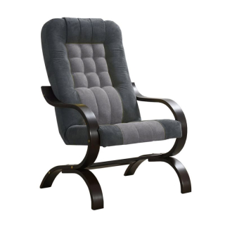 Kreslo, orech drevo, svetlosivá a tmavosivá látka, GURU