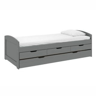 Posteľ, 90x200, s roštom, prístelkou, sivá, MARINELLA NEW