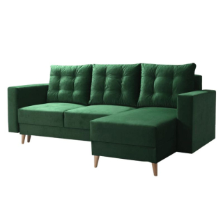 Rozkladacia sedacia súprava, látka zelená, pravá, BLEKY ROH