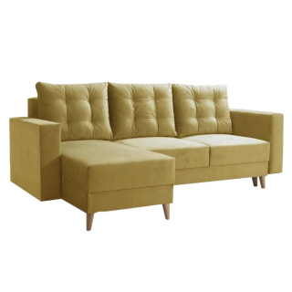 Rozkladacia sedacia súprava, žltá látka, ľavá, BLEKY ROH