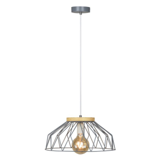 Visiaca lampa, sivá, prírodná, drevo, kov, TREX TYP 2