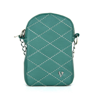 Malá kožená kabelka na mobil v tmavo zelenej farbe