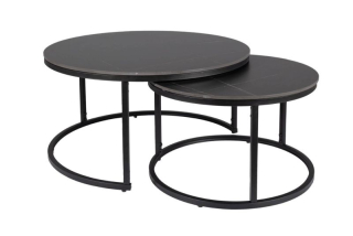 Set konferenčných stolíkov, 80x80cm, čierny efekt mramoru, Signal, FERRANTE D