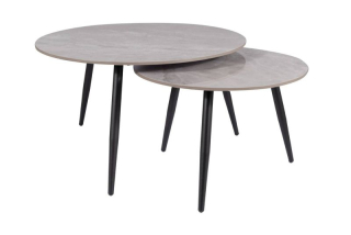 Set konferenčných stolíkov, 80x80cm, čierny mat, sivý, Signal, KORA C