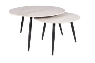Set konferenčných stolíkov, 80x80cm, čierny mat, biely, Signal, KORA D