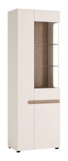 Vitrína, 64cm, biela, biely lesk, dub truflowy, LYNATE TYP 01P