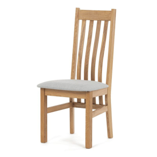 Jedálenská stolička, drevená, masiv, sivá, látka, C-2100 SIL2