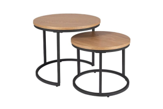 Set konferenčných stolíkov, 53x53cm, čierny, dub, Signal, AMARO