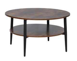 Konferenčný stolík, 80x80cm, čierny mat, rustikálna hnedá, Signal, ELLA A