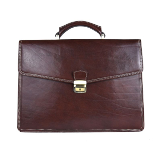 Luxusná moderná kožená aktovka z pravej kože v tmavo hnedej farbe č.8129
