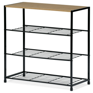 Botník, 63cm, kov, čierny, MDF, dub, GD-414 OAK