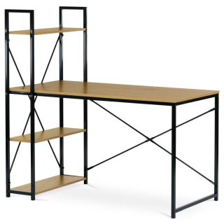 Pracovný stôl, s regálom, 120x60cm, MDF, dub, GD-520 OAK