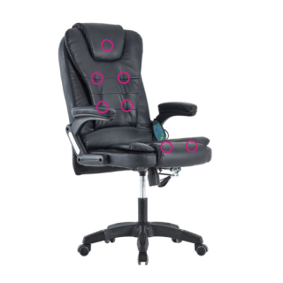 Kancelárske kreslo, funkcia masáže, čierna ekokoža, TYLER NEW