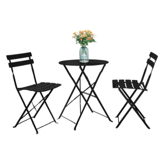 Záhradný set, 1+2, čierny, oceľ, OBAX