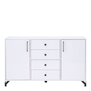 Komoda, 140cm, kombinovaná, biela, BERGEN BE6