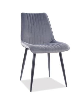 Jedálenská stolička, sivá látka, nohy kov čierny, Signal, KIM VELVET