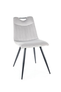 Jedálenská stolička, svetlo sivá látka, nohy kov čierny, Signal, ORFE VELVET