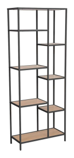 Regál, 70cm, dub, čierny, Signal, COSTA A