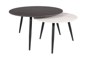 Set konferenčných stolíkov, 80x80cm, čierny mat, biely mat, Signal, KORA A