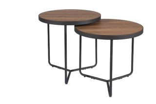 Set konferenčných stolíkov, 50x50cm, čierny, orech, PENELOPE B