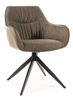 Jedálenská stolička, olivová látka a ekokoža, nohy kov čierny, Signal, SEMPRE BREGO