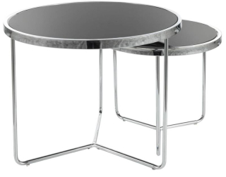 Set konferenčných stolíkov, 60x60cm, chróm, čierny, Signal, SALVA