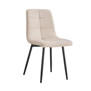 Jedálenská stolička, béžová Velvet látka, nohy kov čierny, DAMIA TYP 1