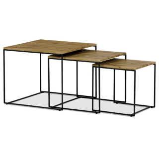 Set 3ks odkladacích stolíkov 60x60cm, MDF divoký dub, AF-3008 OAK