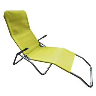 Záhradné ležadlo, zelená látka, sivý kov, SELNO