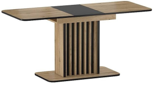 Jedálenský stôl, 130x85cm, rozkladací, MDF, dub artisan, čierny, Signal, KENT