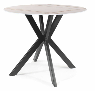 Jedálenský stôl, okrúhly 90cm, keramika, biely, čierny, Signal, TALIA 90