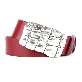 Kožený opasok ARMOR, šírka 4cm, Slovenská výroba - Bordová