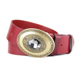 Kožený opasok BROOCH, šírka 4cm, Slovenská výroba - Bordová